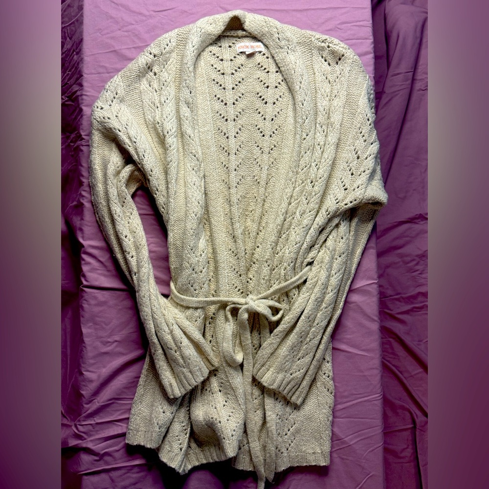 Ivory belted sweater